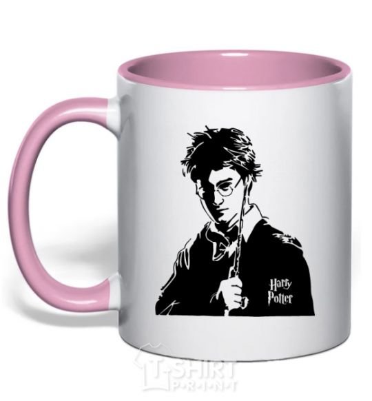 Mug with a colored handle Harry Potter black light-pink фото