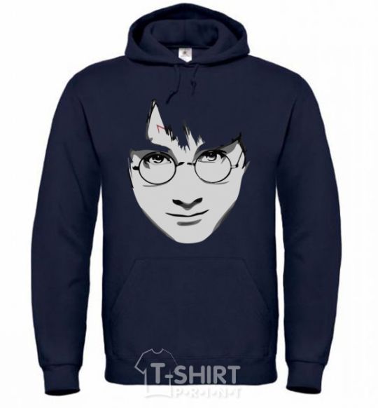 Men`s hoodie Harry Potter's face navy-blue фото