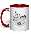 Mug with a colored handle Harry Potter's face red фото