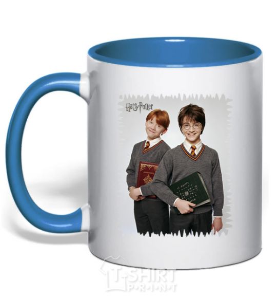 Mug with a colored handle Harry and Ron royal-blue фото