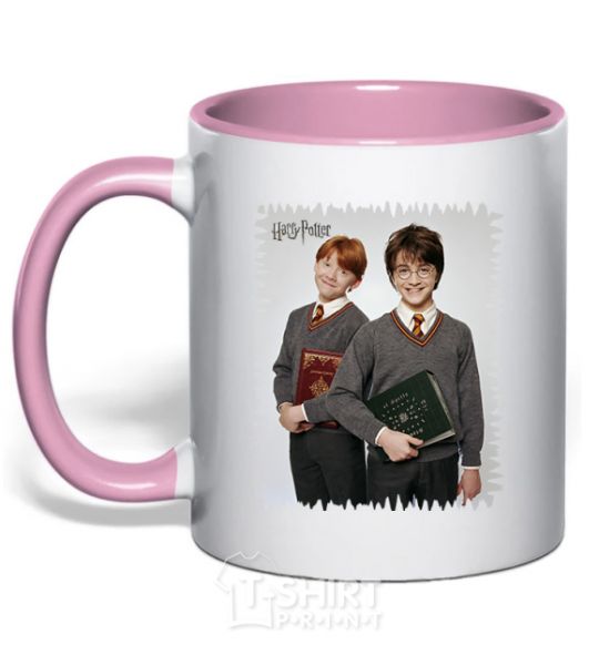 Mug with a colored handle Harry and Ron light-pink фото