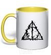 Mug with a colored handle Deadly relics of the splash yellow фото