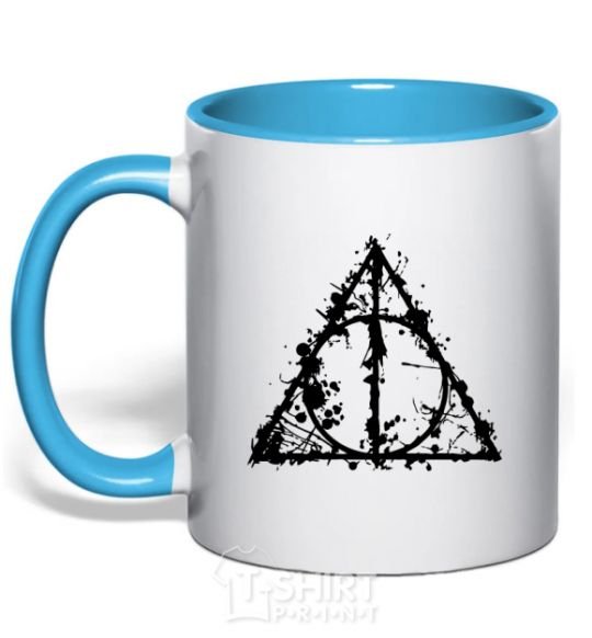 Mug with a colored handle Deadly relics of the splash sky-blue фото