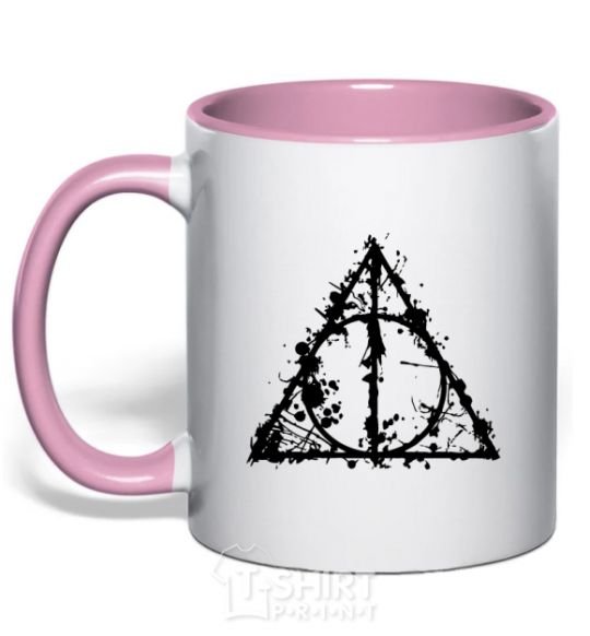 Mug with a colored handle Deadly relics of the splash light-pink фото