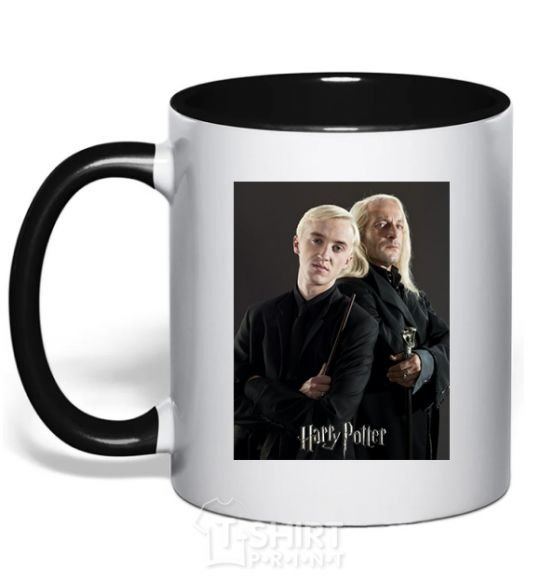 Mug with a colored handle Draco Malfoy and his father black фото