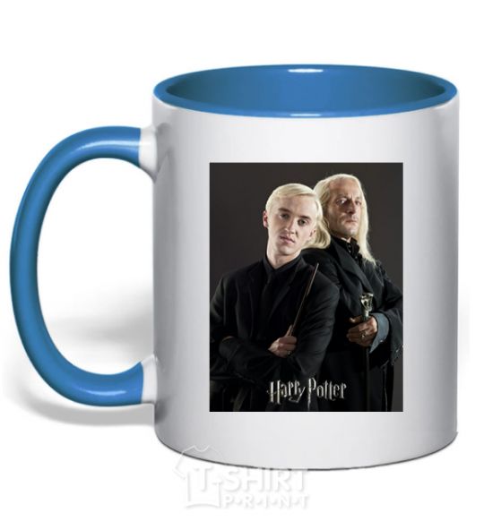 Mug with a colored handle Draco Malfoy and his father royal-blue фото