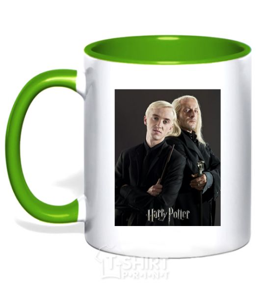 Mug with a colored handle Draco Malfoy and his father kelly-green фото