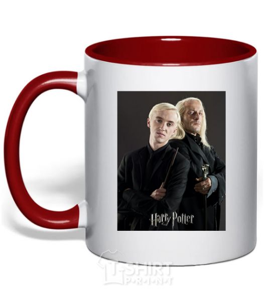 Mug with a colored handle Draco Malfoy and his father red фото