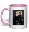 Mug with a colored handle Draco Malfoy and his father light-pink фото