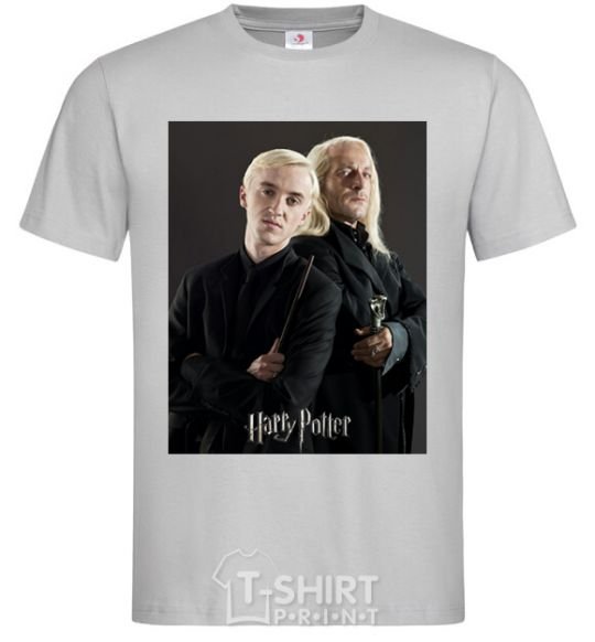 Men's T-Shirt Draco Malfoy and his father grey фото
