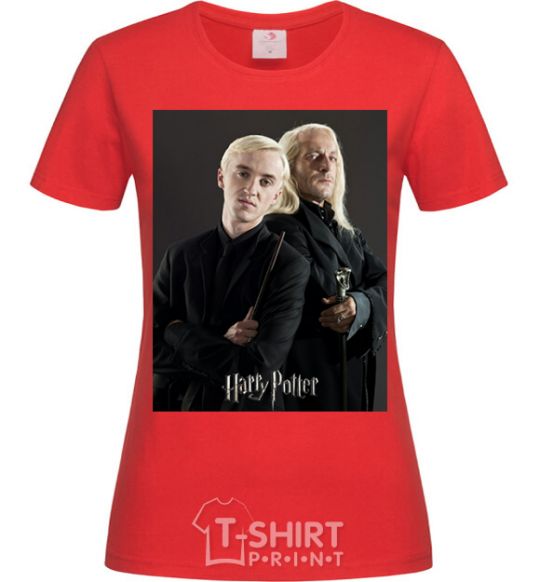 Women's T-shirt Draco Malfoy and his father red фото
