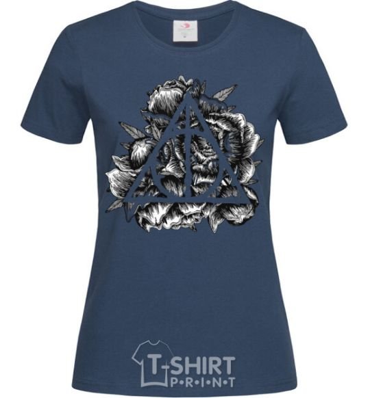 Women's T-shirt Deadly relics of the peony navy-blue фото