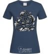 Women's T-shirt Deadly relics of the peony navy-blue фото