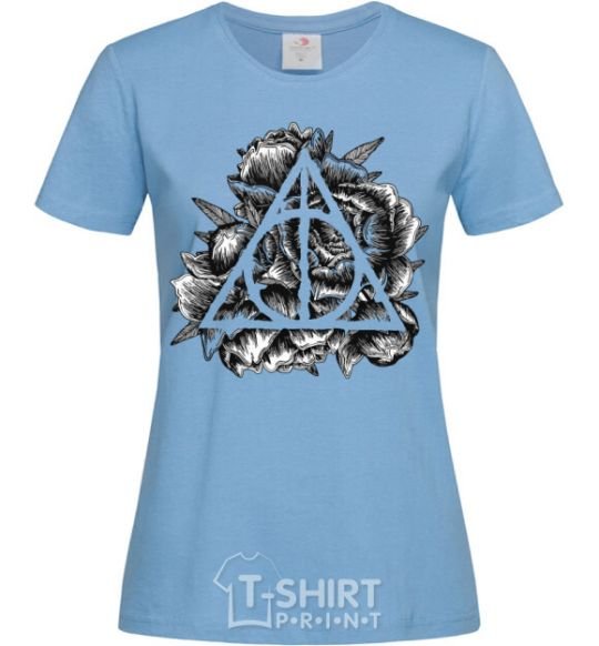 Women's T-shirt Deadly relics of the peony sky-blue фото