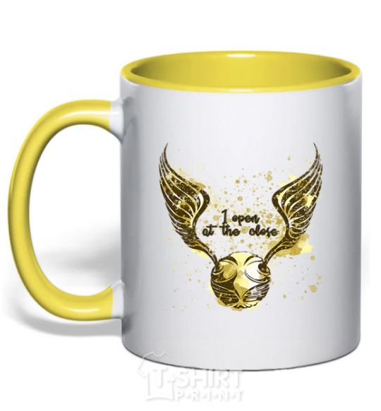 Mug with a colored handle I open at the close yellow фото