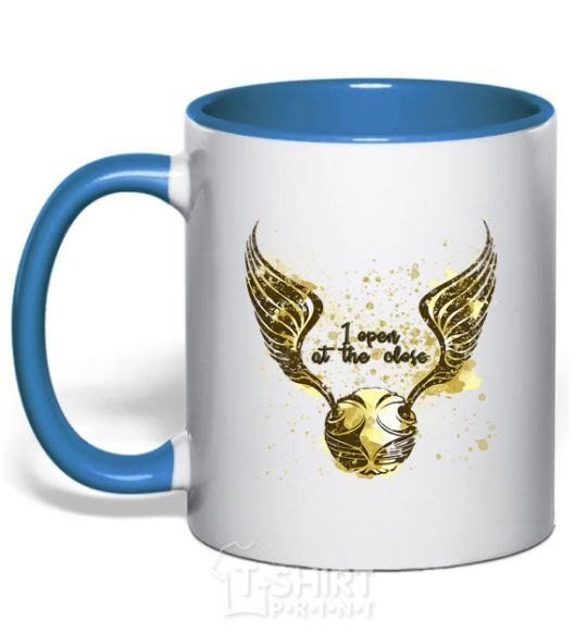 Mug with a colored handle I open at the close royal-blue фото