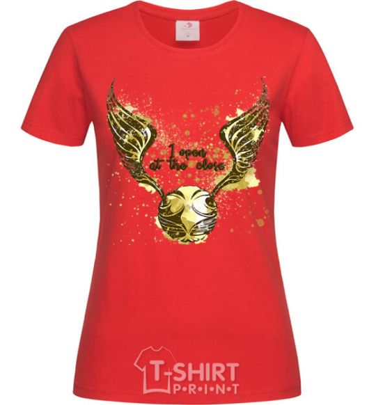 Women's T-shirt I open at the close red фото