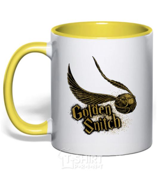 Mug with a colored handle Golden Snitch yellow фото