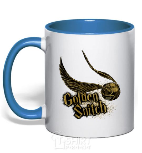 Mug with a colored handle Golden Snitch royal-blue фото