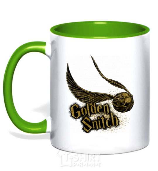 Mug with a colored handle Golden Snitch kelly-green фото