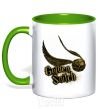 Mug with a colored handle Golden Snitch kelly-green фото