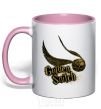 Mug with a colored handle Golden Snitch light-pink фото