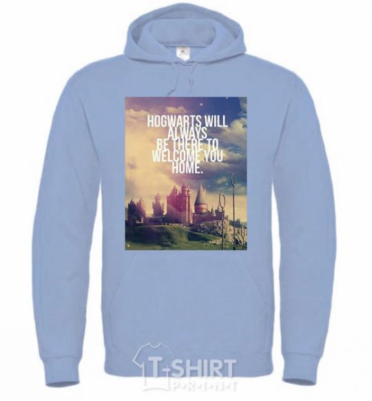 Men`s hoodie Hogwarts will always be there to welcome you home sky-blue фото