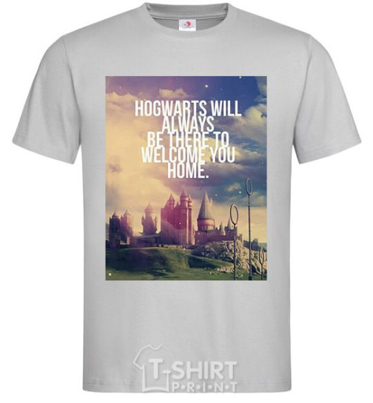 Men's T-Shirt Hogwarts will always be there to welcome you home grey фото