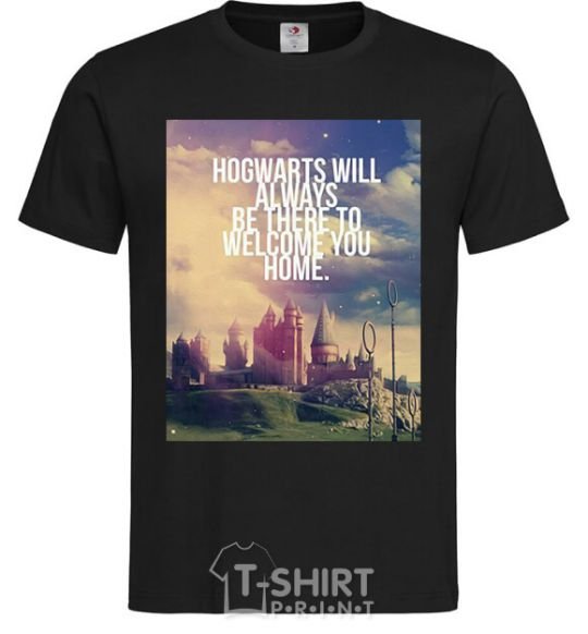 Мужская футболка Hogwarts will always be there to welcome you home Черный фото