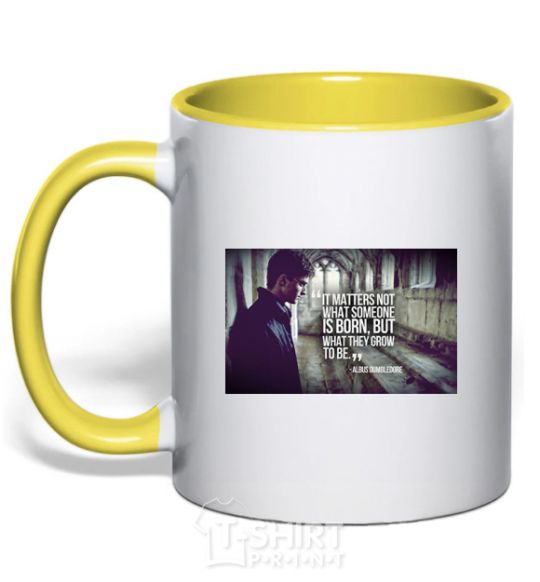 Mug with a colored handle Grow to be yellow фото