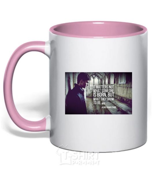 Mug with a colored handle Grow to be light-pink фото