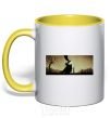 Mug with a colored handle Deathly Hallows excerpt yellow фото