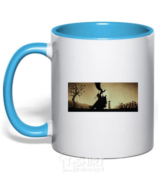 Mug with a colored handle Deathly Hallows excerpt sky-blue фото