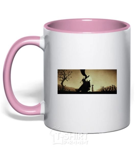 Mug with a colored handle Deathly Hallows excerpt light-pink фото