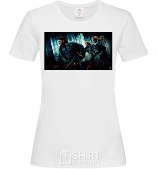 Женская футболка Гарри Поттер смертельные реликвии Белый фото