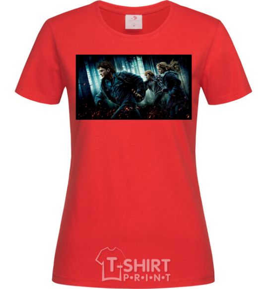 Женская футболка Гарри Поттер смертельные реликвии Красный фото
