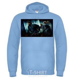 Мужская толстовка (худи) Гарри Поттер смертельные реликвии Голубой фото