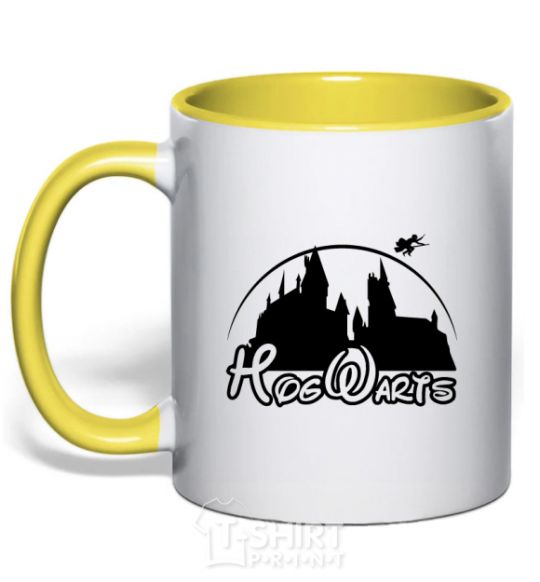Mug with a colored handle Hogwarts fun yellow фото