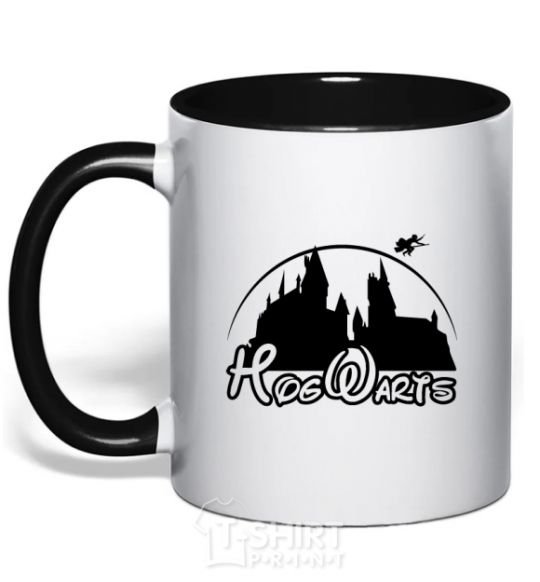 Mug with a colored handle Hogwarts fun black фото