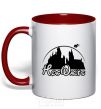 Mug with a colored handle Hogwarts fun red фото