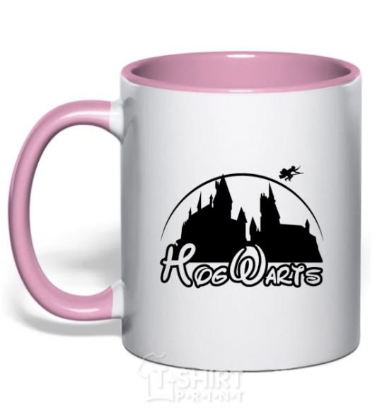 Mug with a colored handle Hogwarts fun light-pink фото