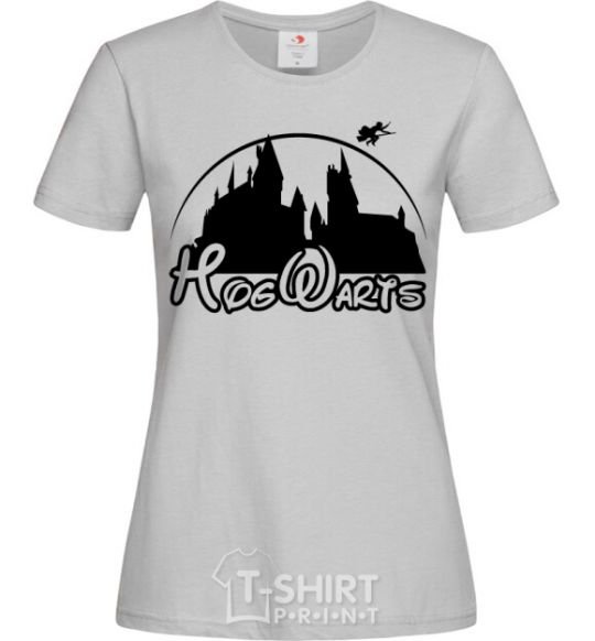 Women's T-shirt Hogwarts fun grey фото