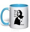 Mug with a colored handle After all this time always sky-blue фото
