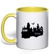 Mug with a colored handle Hogwarts is like home yellow фото