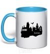Mug with a colored handle Hogwarts is like home sky-blue фото