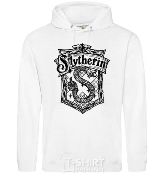 Мужская толстовка (худи) Slytherin logo Белый фото