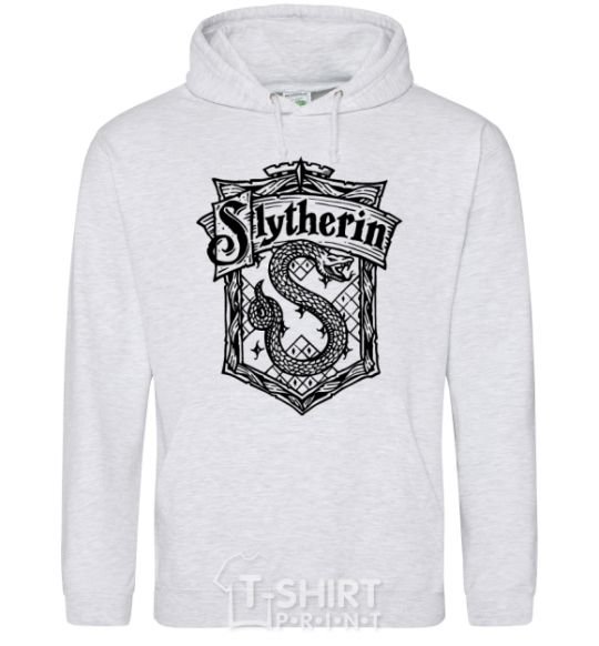 Мужская толстовка (худи) Slytherin logo Серый меланж фото