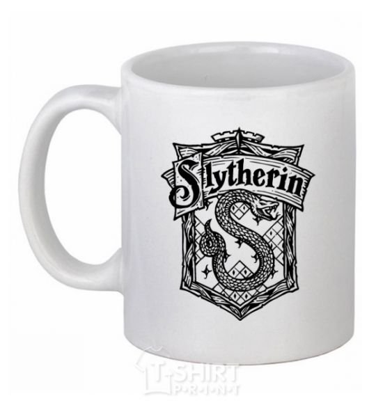 Ceramic mug Slytherin logo White фото