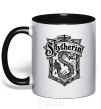 Mug with a colored handle Slytherin logo black фото