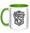 Mug with a colored handle Slytherin logo kelly-green фото